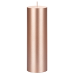 3" x 9" Unscented Round Pillar Candle - Rose Gold
