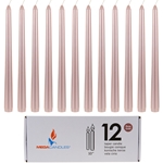 12 pcs 10" Unscented Taper Candle in White Box - Rose Gold