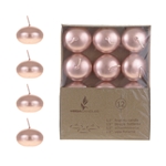 Mega Candles - 12 pcs 1.5" Unscented Floating Disc Candle in Brown Box - Rose Gold