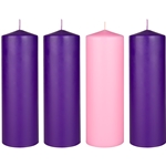 4 pcs 3” x 9” Unscented Advent Dome Top Pillar Candle - Assorted