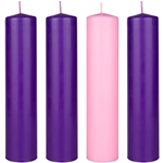 4 pcs 2” x 9” Unscented Advent Dome Top Pillar Candle - Assorted