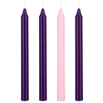 Mega Candles - 4 pcs 10" Unscented Advent Straight Taper Candle - Assorted