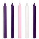 Mega Candles - 5 pcs 8" Unscented Advent Straight Taper Candle - Assorted