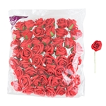 Mega Crafts - 3" EVA Rose Flower with Stem - Red