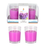 Mega Candles - 2 pcs Scented Poured Votive Glass Container Candle in Box - Lilac Blossom