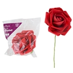 Mega Crafts - 12" EVA Rose Flower with Stem - Red