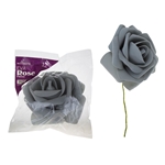Mega Crafts - 12" EVA Rose Flower with Stem - Silver