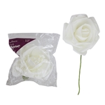 Mega Crafts - 12" EVA Rose Flower with Stem - White