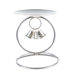 Mega Candles - Pillar / Round Bells Metal Candle Holder - Matte Silver