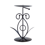 Mega Candles- Two Taper Leaf Metal Candle Holder - Black