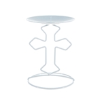 Mega Candles - Religious Cross Metal Candle Holder - White