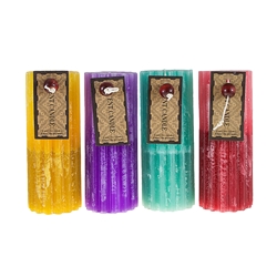 Mega Candles - 4 pcs 2" x 5" Scented Dual Color Ribbed Pillar Candle - Asst