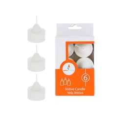 Mega Candles - 6 pcs Unscented Votive Candle - White