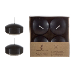 Mega Candles - 4 pcs 2" Unscented Floating Disc Candle - Black