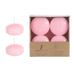 Mega Candles - 4 pcs 2" Unscented Floating Disc Candle - Pink