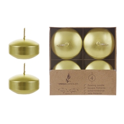 Mega Candles - 4 pcs 2" Unscented Floating Disc Candle - Gold