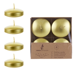 Mega Candles - 4 pcs 3" Unscented Floating Candles - Gold