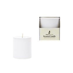 Mega Candles - 3" x 3" Scented Ribbed Pillar Candle in Box - White