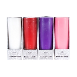 Mega Candles - 4 pcs 2" x 5" Scented Round Pillar Candle in Box - Asst