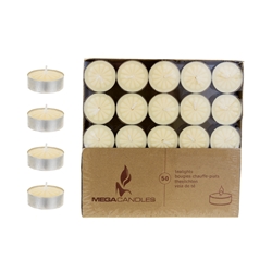 Mega Candles - 50 pcs Unscented Tea Light Candle - Ivory