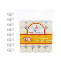 Mega Candles - 100 pcs Unscented Tea Light Candle in Bag - Ivory