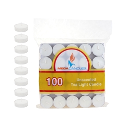 Mega Candles - 100 pcs Unscented Tea Light Candle in Bag - White