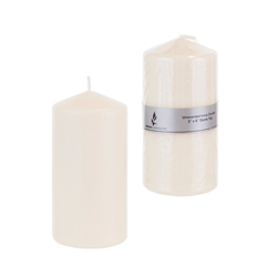 Mega Candles - 3" x 6" Unscented Domed Top Press Pillar Candle in Shrink Wrap - Ivory