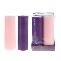 Mega Candles - 4 pcs 2" x 6" Unscented Advent Pillar Candle - Asst