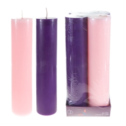 Mega Candles - 4 pcs 2" x 9" Unscented Advent Pillar Candle - Asst