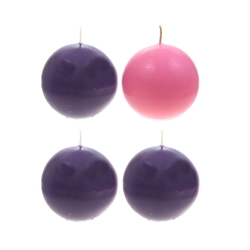 Mega Candles - 3" Unscented Advent Round Ball Candle - Set of 4