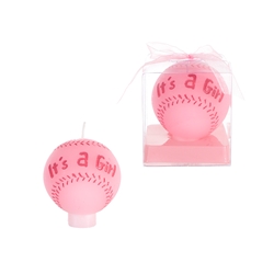 Mega Candles -Baby Baseball Candle in Gift Box - Pink