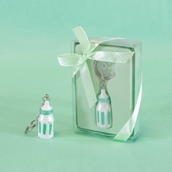 Mega Favors - Baby Bottle Poly Resin Key Chain in Gift Box - Green