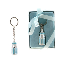 Mega Favors - Baby Bottle Poly Resin Key Chain in Gift Box - Blue