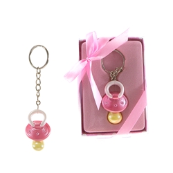 Mega Favors - Baby Pacifier Poly Resin Key Chain in Gift Box - Pink