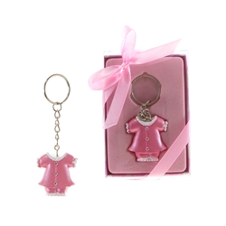 Mega Favors - Baby Clothes Poly Resin Key Chain in Gift Box - Pink