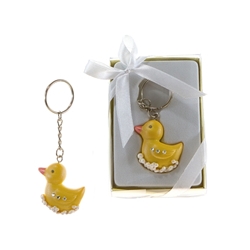 Mega Favors - Baby Duck Poly Resin Key Chain in Gift Box - Yellow