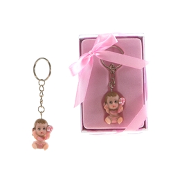 Mega Favors - Baby Poly Resin Key Chain in Gift Box - Pink