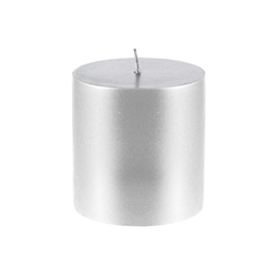 Mega Candles - 3" x 3" Unscented Round Pillar Candle - Silver