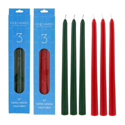 Mega Candles - 6 pcs 10" Unscented Taper Candle - Xmas