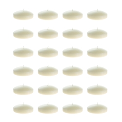 Mega Candles - 24 pcs 3" Unscented Floating Disc Candles - Ivory