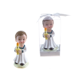 Mega Favors - Baby Toddler in Religious Robe Poly Resin in Gift Box - Blue