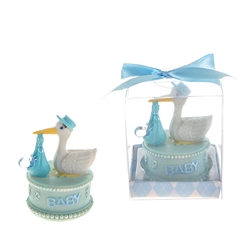 Mega Favors - Stork Carrying Clear Pacificer Poly Resin in Gift Box - Blue