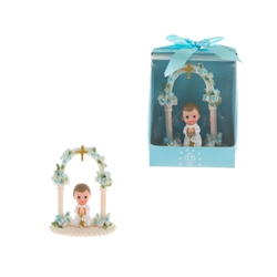 Mega Favors - Toddler Praying Under Arch Poly Resin in Designer Box - Blue