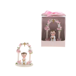 Mega Favors - Toddler Praying Under Arch Poly Resin in Designer Box - Pink