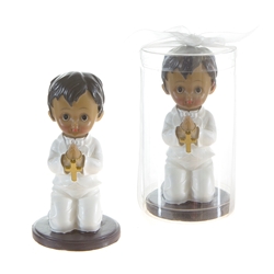 Mega Favors - Ethnic Toddler Kneeling while Praying in Clear Box - Blue