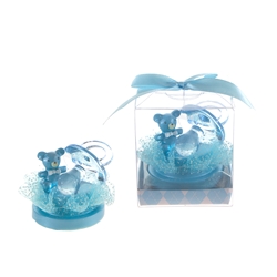 Mega Favors - Pacifier with Teddy Bear Poly Resin in Gift Box - Blue