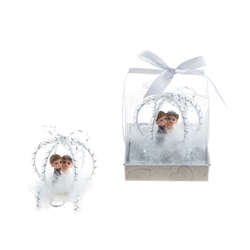 Mega Favors - Baby Wedding Couple in Carriage Poly Resin in Gift Box - White