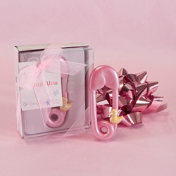 Mega Favors - Baby Safety Pin Poly Resin in Gift Box - Pink