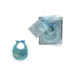 Mega Favors - Baby Bib Poly Resin in Gift Box - Blue