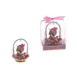 Mega Favors - Baby Crawling in Basket Poly Resin in Gift Box - Pink